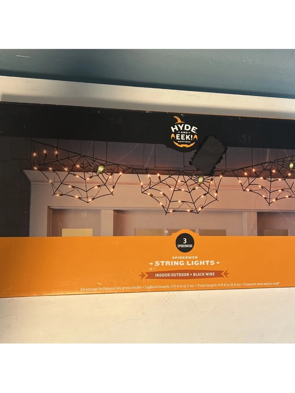 Halloween Spiderweb Light Decoration - Black with Amber Lights